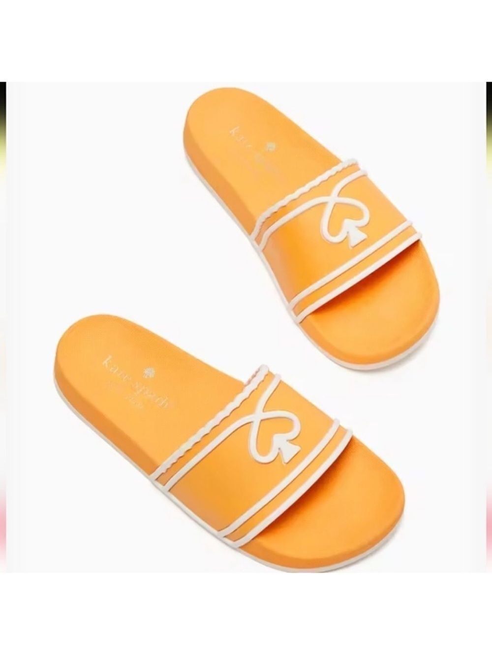 kate spade 8, 9 Brigitte Pool Slide Sunset Blaze Par Gold White